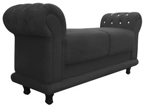 Recamier Barcelona Namoradeira Calçadeira Suede com strass D'Rossi - Grafite