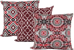3 Capas Almofadas Hitz Vinho 43x43cm