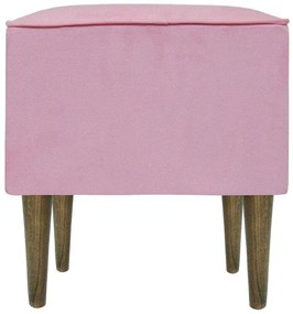 Puff Quadrado Milão Sigma em Suede com Pés Palito - Rosa