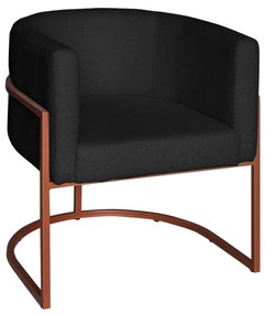 Poltrona Base Industrial Bronze Sala de Estar Lety Veludo - Preto