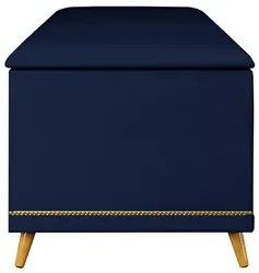 Calçadeira Baú King 195cm com Tachas Imperial J02 Veludo Azul - Mpozen
