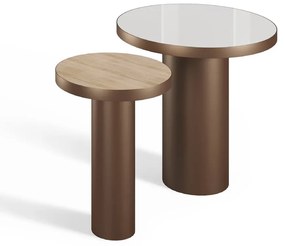 Mesa Lateral Individual Mila Redonda Base Cilíndrica Metálica