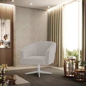 Poltrona Decorativa Giratória Cromada Stella Bouclê D03 - D'Rossi - Cinza