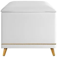 Calçadeira Baú Solteiro 90cm com Tachas Imperial J02 Sintético Branco