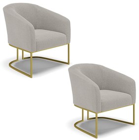 Poltrona Decorativa Industrial Dourado kit 2 Stella Bouclê D03 - D'Rossi - Cinza