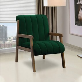 Poltrona Decorativa para Sala Base de Madeira Daline Bouclê E03 - D'Rossi - Verde
