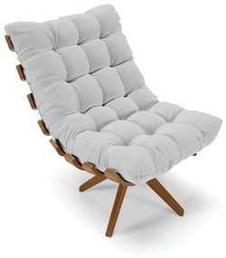 Poltrona com Puff Giratório Costela Linho Base de Madeira MA30 M11 - D'Rossi - A05 Cinza