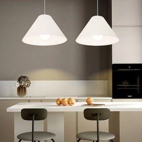 Pendente Cone Branco MJ-4078 Para Mesa de Jantar e Estar