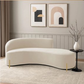Sofá 4 Lugares Orgânico 220cm Pé Dourado Morgan Veludo/Cotelê - Bege