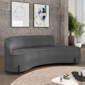 Sofá 3 Lugares Orgânico 180cm Pé Ferro Preto Morgan Bouclê D03 - D'Rossi - Grafite