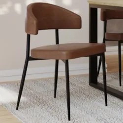 Cadeira de Jantar Estofada Kit 6 Chloe M25 Sintético Marrom - Mpozenat