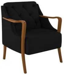 Poltrona Decorativa para Sala de Estar Capitonê Lapa Z32 Veludo Preto