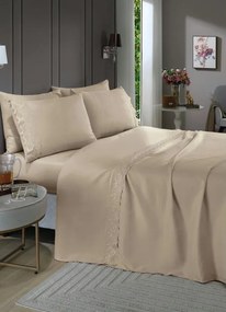 Jogo de Cama 200 Fios Marrom Queen 4 Peças
