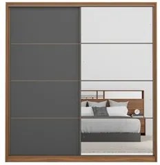 Guarda Roupa Casal 2 Portas 1 Com Espelho 3 Gavetas Belga D02 Amendola