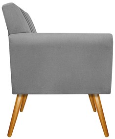 Poltrona Laura Pés Palito Mel Suede Cinza - ADJ Decor