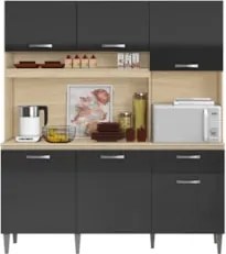 Armário de Cozinha Compacta 160cm Sovira Avena/Grafite A15 - Mpozenato