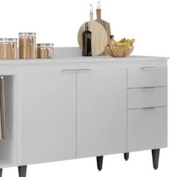 Armário de Cozinha CP12 e Tampo 118cm Pérola M24 Branco     - Mpozenat