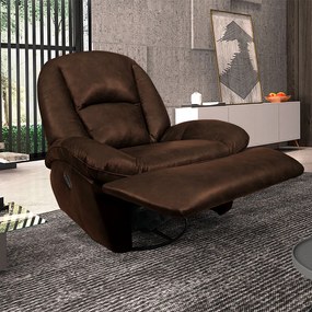 Poltrona do Papai Sala de Cinema Reclinável Carrie Manual Glider Giratória Couro Marrom Tabaco Manchado G40 - Gran Belo