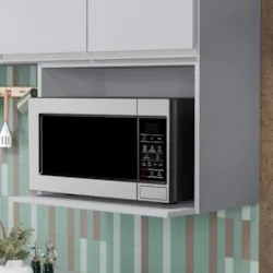Suporte Microondas e Forno Elétrico Aéreo 60cm Itália Cinza Claro - Lu