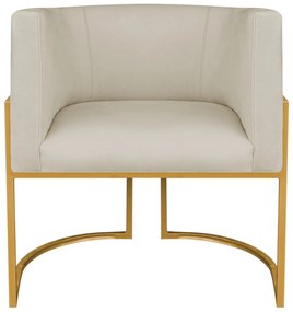 Poltrona Dália Luxo Moderna Estofada Design Sofisticado com Base de Ferro Dourado Linho