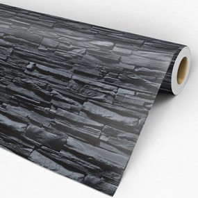 Papel de parede adesivo pedra canjiquinha preta
