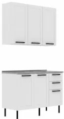 Armário Cozinha Balcão Com Pia 120cm CP3 Zaya Branco T01    - Mpozenat