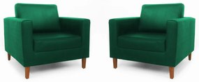Conjunto 2 Poltrona Decorativa Gabriela Suede Verde Bandeira