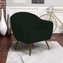 Kit 02 Poltronas Decorativas Nina Pés Palito Madeira C-117 Linho Verde