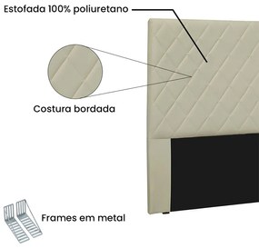 Cabeceira Cama Box Casal 140cm Esmeralda Corano Bege - Sheep Estofados - Bege