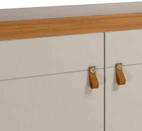 Buffet Aparador Dara 4 Portas Nature e Off White 88x160 cm  L04- D'Rossi