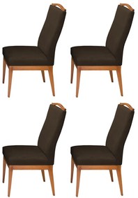 Conjunto 4 Cadeiras Decorativa Lara Aveludado Marrom