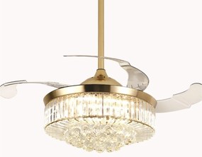 Ventilador De Teto Air Cristal Dourado Pás Retrátil Led 30W Multicolor...