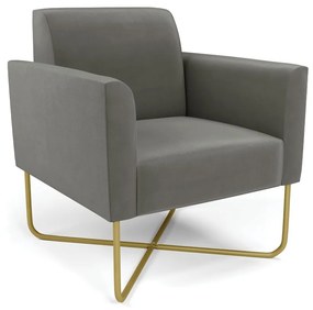 Poltrona Base X Industrial Dourado Marisa Suede Grafite D03 - D'Rossi