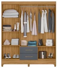 Guarda Roupa Casal 6 Portas 2 Gavetas 153cm Paraná Z17 Freijó/Cinza -