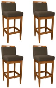 Kit 4 Banquetas Decorativa Elis Veludo Marrom