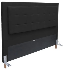Cabeceira Cama Box Solteiro 90cm Paris Suede Preto - Sheep Estofados - Preto