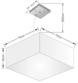 Lustre Pendente Quadrado Md-4071 Cúpula em Tecido 30/70x70cm Rustico Cinza - Bivolt