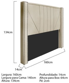 Kit Cabeceira e Calçadeira Baú Casal Minsk P02 140 cm para cama Box Corano - ADJ Decor