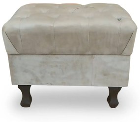Puff Decorativo Capitonê Luis XV Suede Bege - Sheep Estofados - Bege