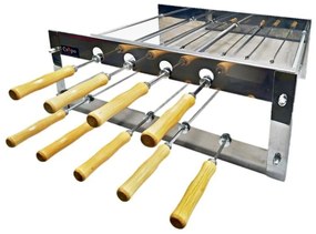 Churrasqueira Inox Rotativa Giratória Duplo 9 Espetos