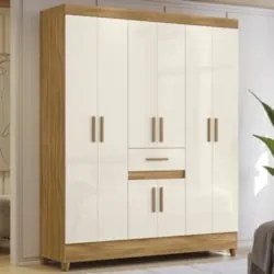 Guarda Roupa Casal 165cm 8 Portas Parla Freijó/Off Z17       - Mpozena