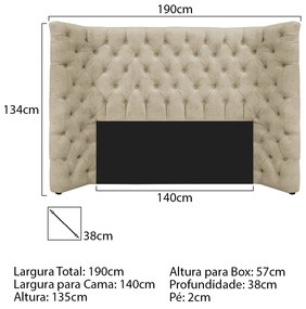 Cabeceira Casal Everest P02 140 cm para cama Box Corano - ADJ Decor