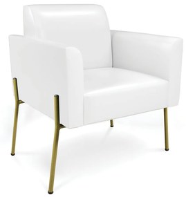 Poltrona Pé de Ferro Dourado para Sala Marisa Corano - Branco