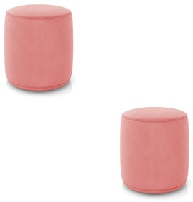 Puff Redondo Orgânico para Sala Kit 2 Malu Suede M11 - D'Rossi - Rose