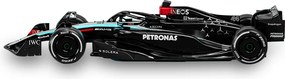 Modelo 1.2 Carro de Corrida MCD W15 2024 Hamilton Artesanal Fibra de Vidro e Polietileno Decorativo F1 Preto/Prata G53 - Gran Belo