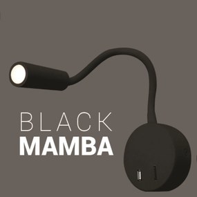 Arandela Mamba Ø9X25X3,6Cm Led 3W 3000K Ip20 Preto |Opus Hm 38834
