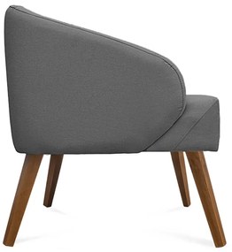 Poltrona Decorativa Lara Pés de Madeira Linho Cinza - Sheep Estofados - Cinza