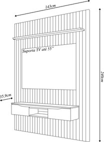 Painel Suspenso Ripado Seko TV 55" Portas Basculantes Borda Chanfrada Cedro/Bali G18 - Gran Belo
