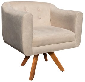 Kit 01 Namoradeira 02 Lugares e 02 Poltronas Giratória Julia Suede Bege Base Madeira MM30 D'Rossi