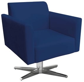Kit 02 Poltronas Giratória Marisa Suede Base Cromada D03 - D'Rossi - Azul Marinho